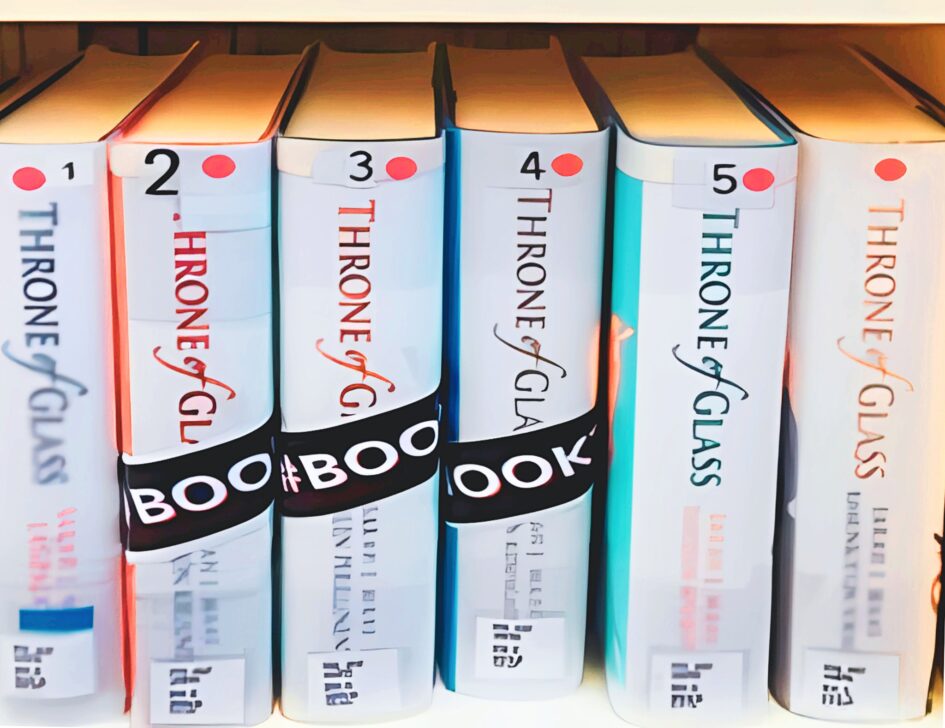BookTok-merkinnällä varustettuja kirjoja Jäppilän kirjaston hyllyssä